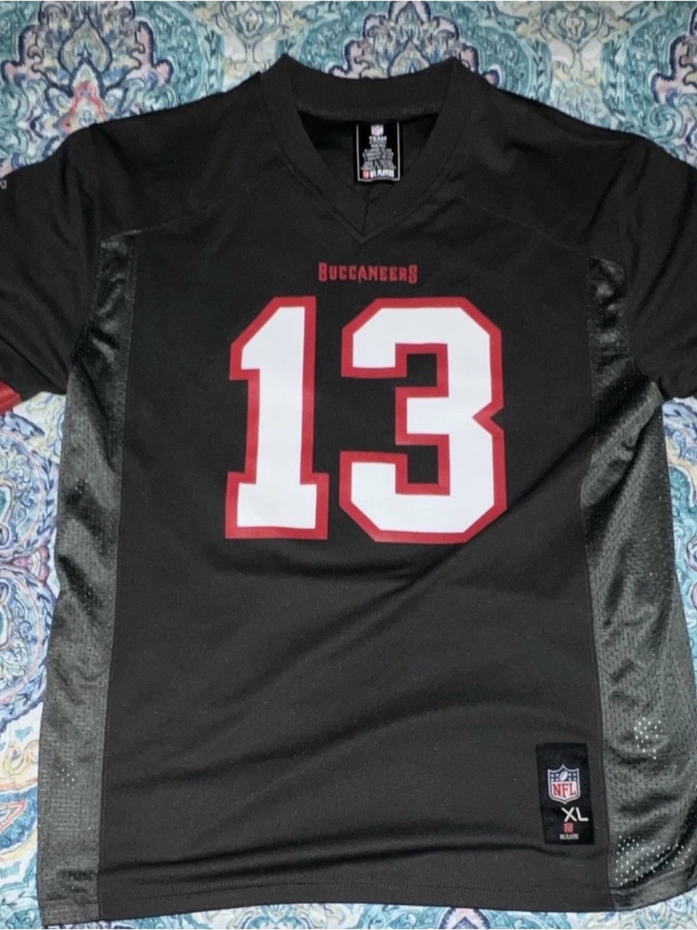 NFL Buccaneers Black Jersey with Red and White #13